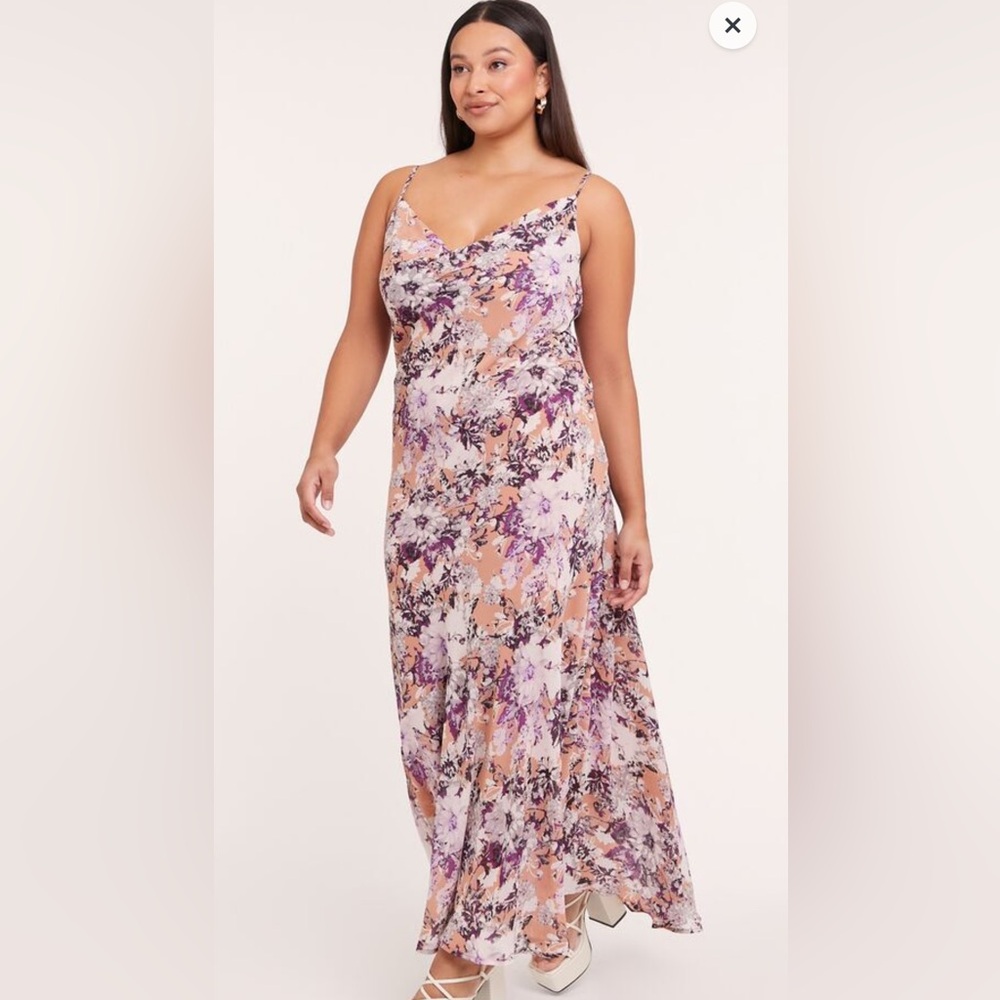 Plus Size satin floral dress